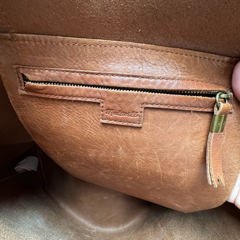 Madewell Brown Leather Transport Tote with Zip Detail - Picture 5 of 11